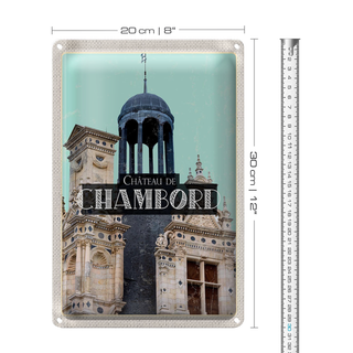 Blechschild Reise 20x30cm Retro Château de Chambord Schloss