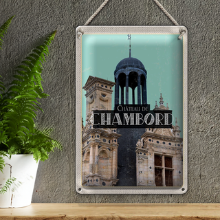 Blechschild Reise 20x30cm Retro Château de Chambord Schloss