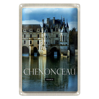 Blechschild Reise 20x30cm Retro Chenonceau France Schloss