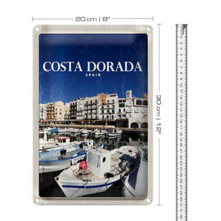 Blechschild Reise 20x30cm Retro Coats Dorada Spain Meer Urlaub