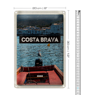 Blechschild Reise 20x30cm Retro Costa Brava Spain Meer Urlaub
