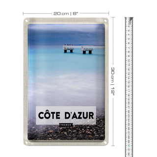 Blechschild Reise 20x30cm cote d'azur France Meer Urlaub
