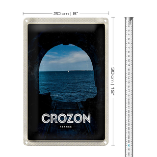 Blechschild Reise 20x30cm Retro Crozon France Meer Urlaub