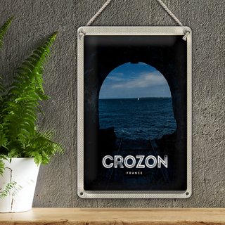 Blechschild Reise 20x30cm Retro Crozon France Meer Urlaub