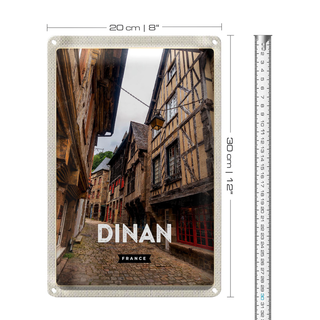 Blechschild Reise 20x30cm Dinan France Mittelalter Stadt