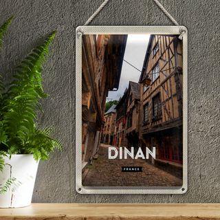 Blechschild Reise 20x30cm Dinan France Mittelalter Stadt