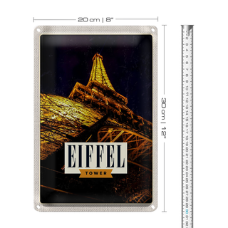 Blechschild Reise 20x30cm Retro Eiffel Tower Eiffelturm Paris