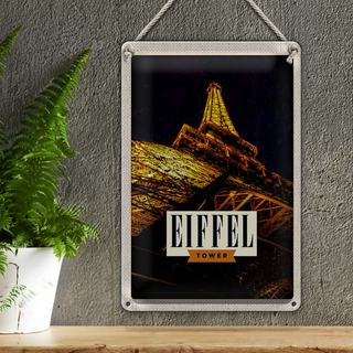 Blechschild Reise 20x30cm Retro Eiffel Tower Eiffelturm Paris