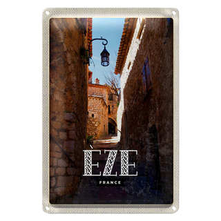 Blechschild Reise 20x30cm Retro Eze France Mittelalter Stadt