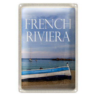 Blechschild Reise 20x30cm Retro french riviera Meer Boot Urlaub