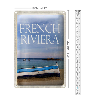 Blechschild Reise 20x30cm Retro french riviera Meer Boot Urlaub