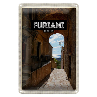 Blechschild Reise 20x30cm Retro Furiani Corsica Urlaubsort