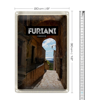 Blechschild Reise 20x30cm Retro Furiani Corsica Urlaubsort