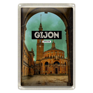 Blechschild Reise 20x30cm Retro Gijon Spain Universidad Laboral