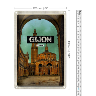 Blechschild Reise 20x30cm Retro Gijon Spain Universidad Laboral