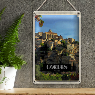 Blechschild Reise 20x30cm Gordes France Ansicht Urlaub