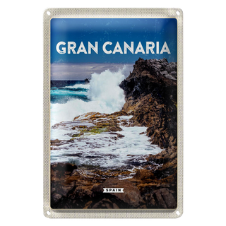Blechschild Reise 20x30cm Gran Canaria Spain Meer Berge