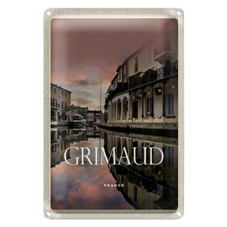 Blechschild Reise 20x30cm Grimaud France Panorama Bild Geschnenk