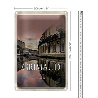 Blechschild Reise 20x30cm Grimaud France Panorama Bild Geschnenk