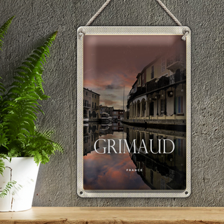 Blechschild Reise 20x30cm Grimaud France Panorama Bild Geschnenk