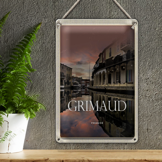 Blechschild Reise 20x30cm Grimaud France Panorama Bild Geschnenk
