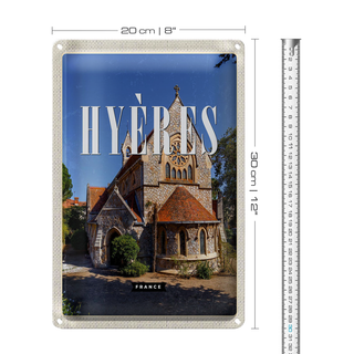 Blechschild Reise 20x30cm Hyères France Hafenstadt Urlaub