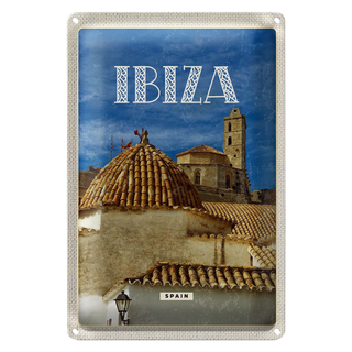 Blechschild Reise 20x30cm Retro Ibiza Spain Altstadt Urlaub