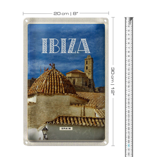 Blechschild Reise 20x30cm Retro Ibiza Spain Altstadt Urlaub