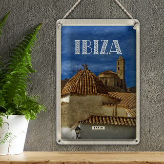 Blechschild Reise 20x30cm Retro Ibiza Spain Altstadt Urlaub