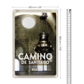 Blechschild Reise 20x30cm Camino de Santiago spain Spainien