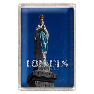 Blechschild Reise 20x30cm Heiligtum Frau von Lourdes Kirche