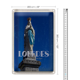 Blechschild Reise 20x30cm Heiligtum Frau von Lourdes Kirche