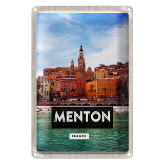 Blechschild Reise 20x30cm Menton France Provence Stadt
