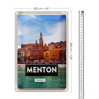 Blechschild Reise 20x30cm Menton France Provence Stadt