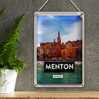 Blechschild Reise 20x30cm Menton France Provence Stadt