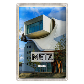 Blechschild Reise 20x30cm Retro Metz France Frankreich Tourismus