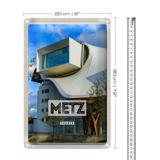 Blechschild Reise 20x30cm Retro Metz France Frankreich Tourismus