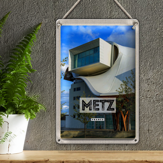 Blechschild Reise 20x30cm Retro Metz France Frankreich Tourismus