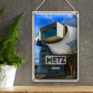 Blechschild Reise 20x30cm Retro Metz France Frankreich Tourismus