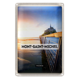 Blechschild Reise 20x30cm Mont-saint-Michel France Meer Urlaub