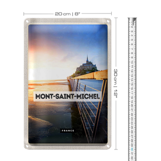 Blechschild Reise 20x30cm Mont-saint-Michel France Meer Urlaub