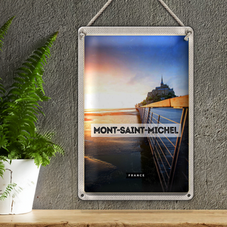 Blechschild Reise 20x30cm Mont-saint-Michel France Meer Urlaub