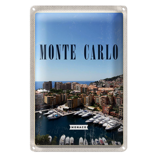Blechschild Reise 20x30cm Monte Carlo Monaco Meer Urlaub