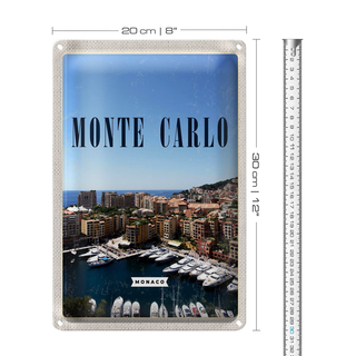 Blechschild Reise 20x30cm Monte Carlo Monaco Meer Urlaub