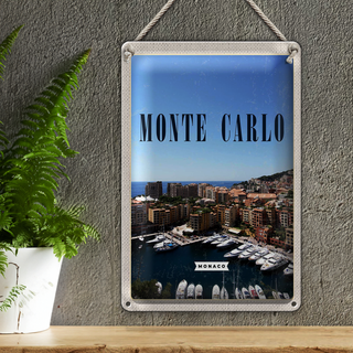 Blechschild Reise 20x30cm Monte Carlo Monaco Meer Urlaub