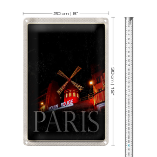 Blechschild Reise 20x30cm Moulin Rouge Paris Varieté