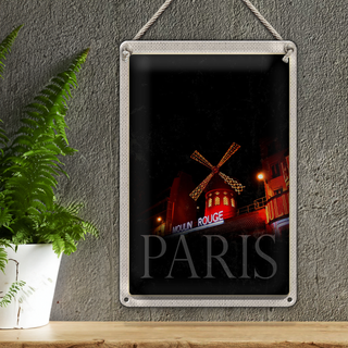 Blechschild Reise 20x30cm Moulin Rouge Paris Varieté