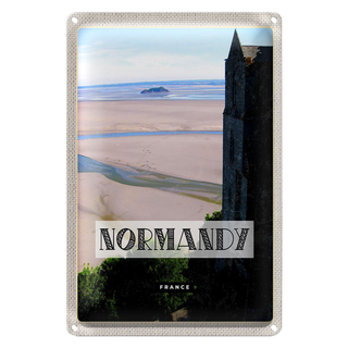 Blechschild Reise 20x30cm Normandie France Meer Sand Poster
