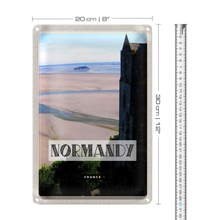 Blechschild Reise 20x30cm Normandie France Meer Sand Poster