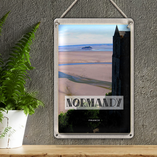 Blechschild Reise 20x30cm Normandie France Meer Sand Poster